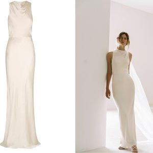 Shona Joy LA LUNE HIGH NECK MAXI DRESS - CREAM